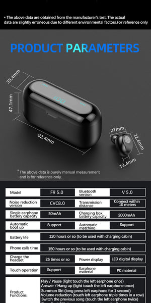 TEK F9 Wireless Earphone Headphones